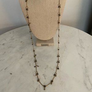 Long Gold Bead & Jewel Necklace